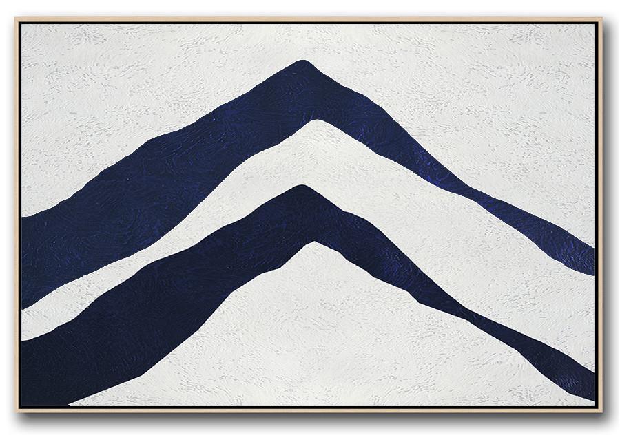 Horizontal Navy Blue Minimal Art #NV309C